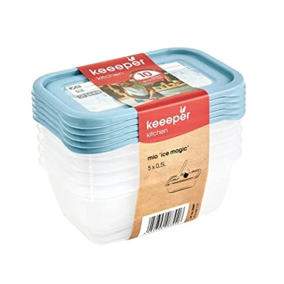 Bild av keeeper Frysburkset 5 delar, återskrivbart lock, x 500 ml, 15,5 10,5 6 cm, Mia Magic Ice, Nordic Blue