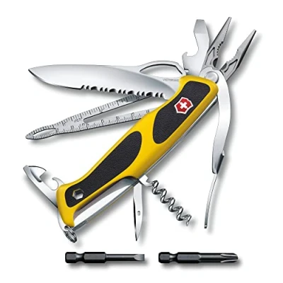 Bild av Victorinox fickkniv Ranger Grip Boatsman (22 funktioner, enhandslåsblad, kombi nåltång) gul/svart