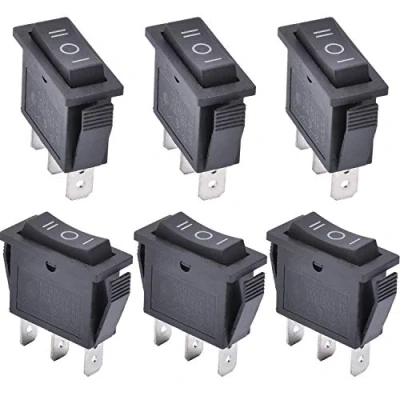 Bild av APIELE KCD3 103 vippströmbrytare, set med 6 lägen på/av SPDT 3 stift, 250 V 16 A, vippströmbrytare för hem, industri, gör det själv, (på/av), svart