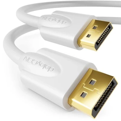 Bild av deleyCON 2m DisplayPort Kabel 4K 2160p 3D HDCP DP (20 Pin) Plugg Till PC Notebook Monitor Grafikkort Vit