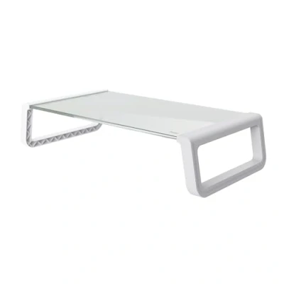 Bild av Trust Monta monitorstativ, PC skärmstativ i härdat glas 41 x 22 10 cm, ergonomisk skrivbordsskärmhöjare, bordsorganisatör för bärbar dator, Mac, arbete vit
