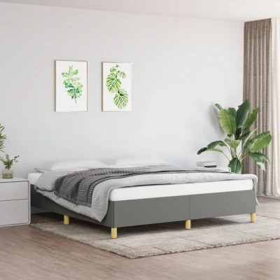 Bild av vidaXL Ramsäng mörkgrå 160x200 cm tyg, dubbelsäng, säng, säng ram, dubbelsängar, sängar, ramar, resårmadrass, resårmadrasser, pocketersårmadrass