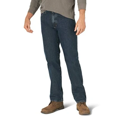 Bild av Wrangler Authentics jeans för män, klassisk 5 ficksdesign, normal passform, bomull., Storm, 46W / 30L