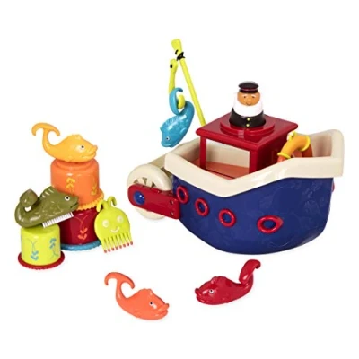 Bild av B. toys 13 delar badkarsleksak för baby med båt, staplingskopp, fisk, fiskelek, babyleksak, badkar från 1 år