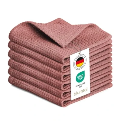Bild av Blumtal® kökshanddukar 30x30 cm i set om 10 bomull 100% tvättbara 60 C disktrasor &amp; våffelhanddukar kökstorktrasor rosa
