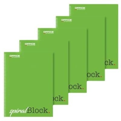 Bild av Officiella produkter spiral anteckningsblock A4 rutigt/5 pack 5 stycken/80 ark/160 sidor/anteckningsblock med spiralbindning/skolblock skrivblock