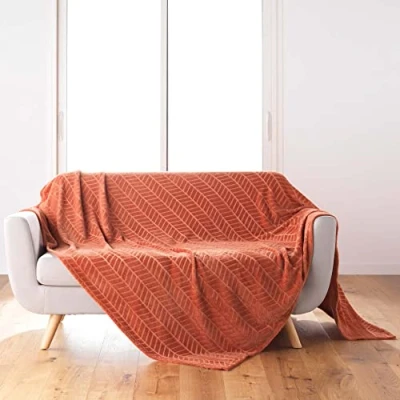 Bild av douceur d&#039;intérieur, Pläd (180 x 220 cm) Arya Terracotta, flanellpräglad