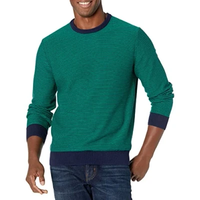 Bild av Amazon Essentials Men&#039;s Tröja med rund hals (finns i Big &amp; Tall), Smaragdgrön rand, M