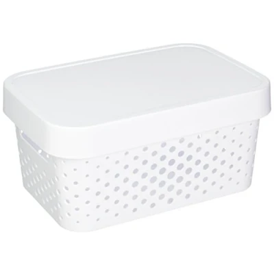 Bild av Curver Gepunktet Infinity förvaringsbox, vit, 26,8 x 18,6 12,4 cm