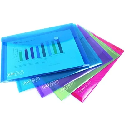 Bild av Rapesco 0689 Kuvertmapp, A5, Blandade Transparenta Färger, 5 Pack