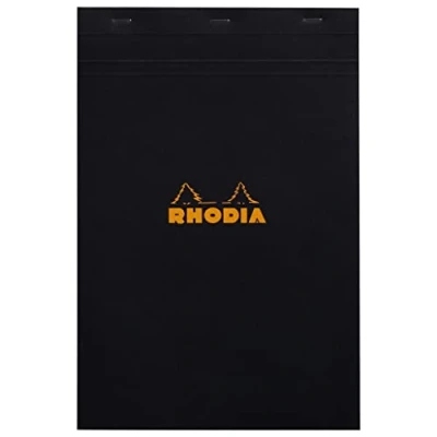 Bild av RHODIA 192009C häftat anteckningsblock nr 19 svart A4+ 21 x 31,8 cm Små plattor 80 löstagbara ark Clairefontaine papper g/m² mjukt belagt kortomslag