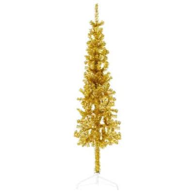 Bild av VidaXl Smal Halv Plastgran Med Stativ Guld 150 Cm