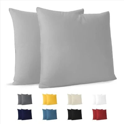 Bild av Dreamzie kuddfodral (Set med 2) Grått För Kuddar 65 x cm 100% Jersey Cotton 150gsm Resistent och allergivänligt