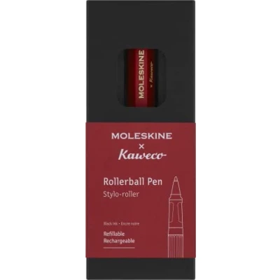 Bild av Moleskine x Kaweco Rollerball påfyllningsbar penna i ABS plast för författare, anteckningstagare, påfyllning 0,7 mm med svart bläck ingår, färg röd