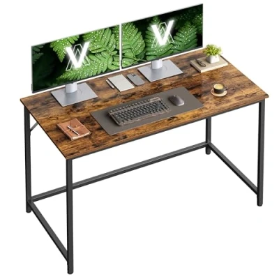 Bild av VASAGLE Skrivbord, datorbord, litet kontorsbord, 120 x 60 75 cm, studie, hemmakontor, enkel montering, stål, industriell design, rustik brun och svart LWD039B01