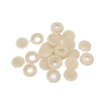 Bild av 50 st skruvskydd gångjärn plast skruvlock vikbara knäpp på flip toppar skydd passar M4 för möbler dekorativ (beige)