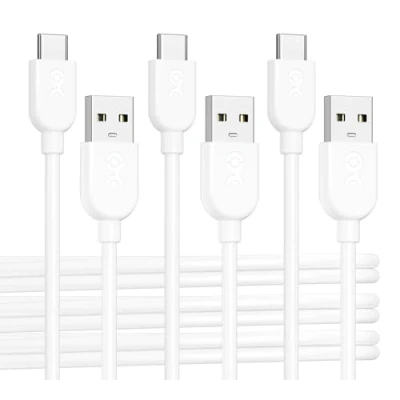Bild av Cable Matters 3 pack extrem flexibel lång USB A till C kabel 10 fot i vitt, stödjer Apple CarPlay, Android Auto, laddningskabel för iPhone 16/15 Pro Max Plus, Galaxy S23