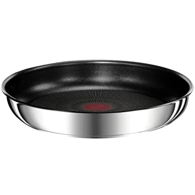 Bild av TEFAL L9730602 Ingenio Preference, stapelbar, rostfritt stål, säker non stick beläggning, induktion, tillverkad i Frankrike, mångsidighet, utrymmesbesparing, temperaturindikator, stekpanna 28 cm
