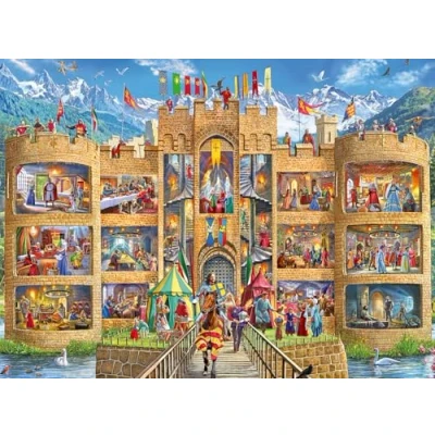 Bild av Ravensburger Barnpussel 12919 vy in the Riddarburg Riddarpussel för barn från 7 år, med 150 delar i XXL format, Geel