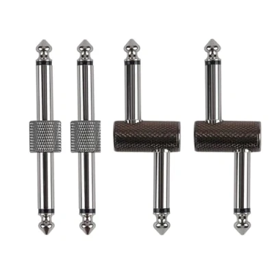Bild av Rayzm Gitarr Pedal Patch kontakt, 6,35 mm (1/4 tum) effektpedal till pedalkoppling, hane hane, kontaktadapter för gitarrpedalboard istället patchkabel, paket med 4 (2 raka och 2 Z typ)