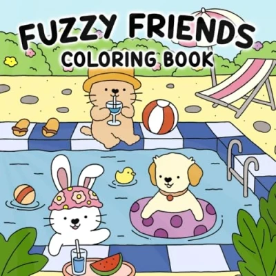 Bild av Fuzzy Friends Coloring Book: Delightful Pages for Adults and Teens with Cute Animal Illustrations