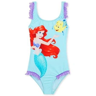 Bild av Disney Stitch Simdräkt Flickor Sommarsemester Essentials Minnie Mouse Frozen Ariel Småbarn Tonåringar Barns badkläder 2 14 år Endelad baddräkt Strandpool (Ljusblå Ariel, 7 8 år)