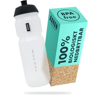 Bild av AARON ECO vattenflaska gjord av hållbart sockerrör, 750 ml, lätt och läckagesäker, praktisk BPA fri för sport, fitness, vandring, utomhus i transparent