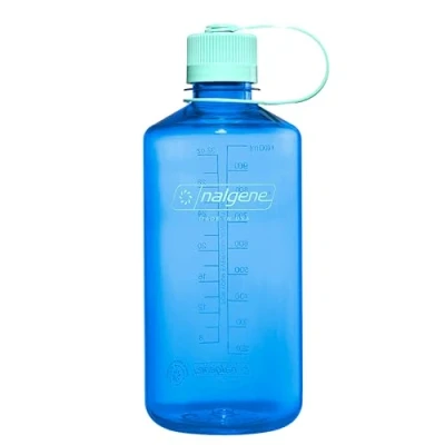 Bild av Nalgene vattenflaska lättviktig hållbar tritan BPA fri okrossbar flaska för backpacking, vandring, gym, 32 uns, smal mun, blåklintsblå