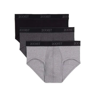 Bild av 2(X) IST Herr Essential Cotton Contour Pouch Brief 3 pack underkläder (paket med 3), Svart/Grå/Träkol Heather, XL