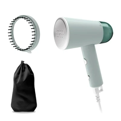 Bild av Tefal Origin Travel Ångborste DT1034 Ångeffekt Vikbar Klar att användas på 25 sekunder 20 g/minut Inga inställningar krävs 70 ml kapacitet Inklusive tillbehör vit/eukalyptus
