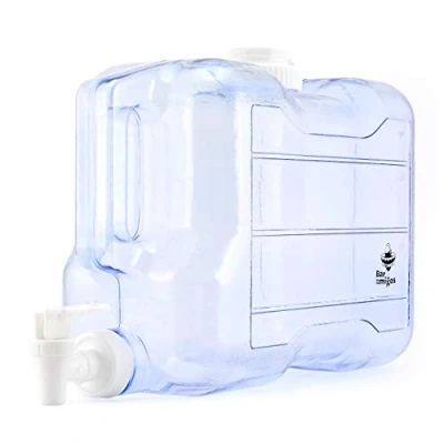 Bild av 5,5 l vattenbehållare kran skrivbordsdispenser av Bar Amigos plast PETG kylskåpsdryck behållare flytande dryck påfyllningsbar hylla perfekt för kontor camping juice drycker cocktail rymmer liter