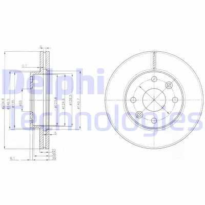 Bild av DELPHI BG3802 Disque de frein 235 22 4 ventilé huilé non traité sans roulement roue, bague ABS KIA: Rio I Break