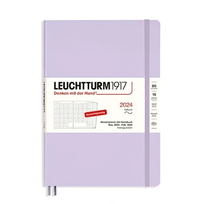 Bild av LEUCHTTURM1917 367562 månadsplanerare och anteckningsbok sammansättning (B5) 2024, 16 månader, mjukt skydd, lila, tyska