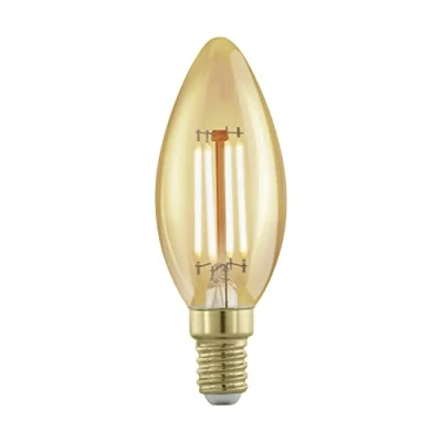 Bild av EGLO E14 LED lampa dimbar, golden vintage glödlampa i ljusform, för retrobelysning, 4 Watt (motsvarar 28 Watt), 300 Lumen, varmvit, 1700k, Edison C35, Ø 3,5 cm