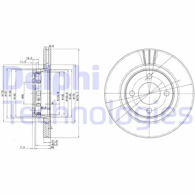 Bild av DELPHI BG2784 Disque de frein 280 22 4 ventilé huilé non traité sans roulement roue, bague ABS AUDI: 80 B4 Berline, Coupe B3, Avant