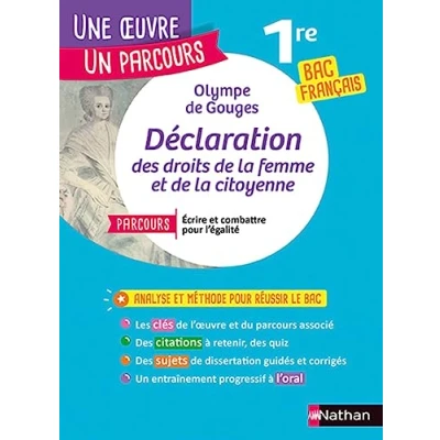 Bild av Analyse et étude de l&#039;oeuvre la Déclaration des droits femme citoyenne Olympe Gouges BAC Français 1re 2025 parcours associé ... &quot;Ecrire combattre pour l&#039;égalité&quot;