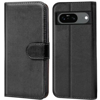 Bild av Verco Mobiltelefonskal för Google Pixel 8 fodral, plånboksfodral fodral [kortplatta/stativfunktion], svart