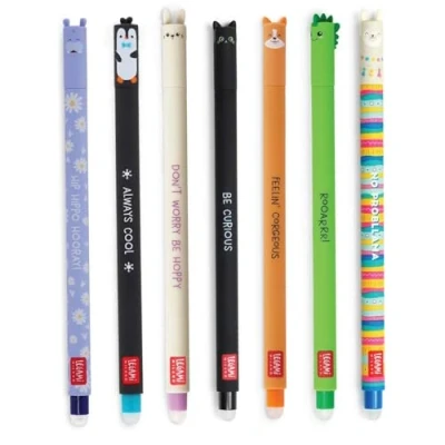 Bild av Legami set med 7 söta raderbara gelpennor i kawaii stil (Niedlich set)