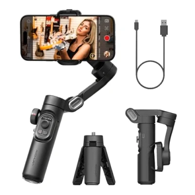 Bild av Telefon gimbalstabilisator 3 axlad smartphone, vikbar gimbal för iPhone Gimble med fokushjul TikTok YouTube Vlog stabilisator 15 14 13 12 Pro Max Android AOCHUAN Smart XE