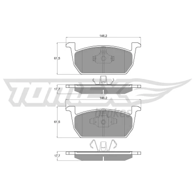 Bild av TOMEX Brakes Bromsbeläggssats, skivbroms TX 18 73 AUDI [A1]; SEAT [IBIZA, LEON, ARONA]; SKODA [FABIA, SCALA, KAMIQ]; VW [POLO, T CROSS, TAIGO]