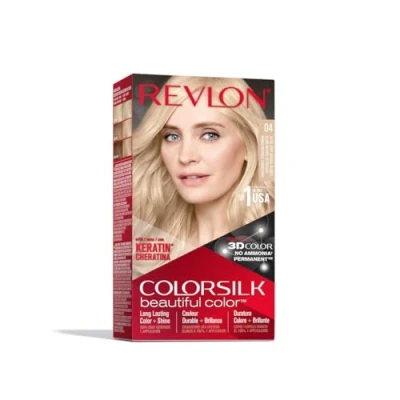 Bild av Revlon Colorsilk vacker färg permanent hårfärg med 3D gelteknik och keratin, färgning 100 % täckning av vitt hår, 04 ultraplair naturlig blond