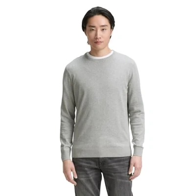 Bild av TOM Tailor Basic CREW NECK Stickad tröja, Storlek: 3XL, Light soft grey melange