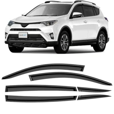 Bild av CLIM ART Vindavvisare för/Kompatibla med Toyota RAV4 2013 2018 SUV Bilfönster Regnskydd Regnavvisare Stick On deflektorer Paket 6, Svart