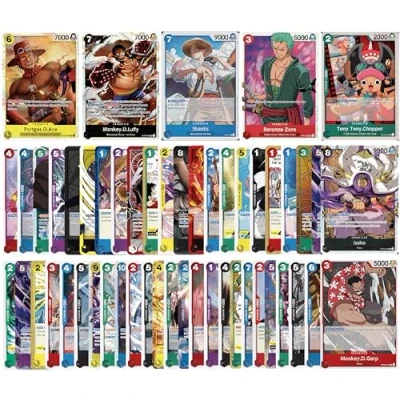Bild av One Piece Card Game kort 50 olika inklusive 5 garanterade Holo Engelska