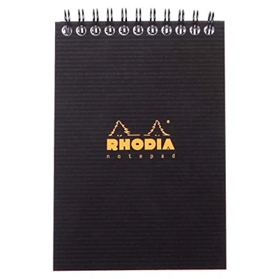 Bild av Rhodia 13920C Anteckningsblock (rutat, med spiralbindning, DIN A6, 10,5 x 14,8 cm, 90 g, 80 ark) 1 st svart