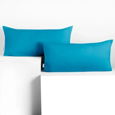 Bild av DecoKing 2 örngott 40 x 80 cm bomull dragkedja cyan bärnsten