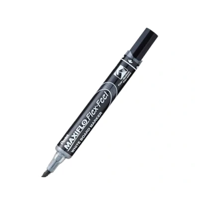 Bild av Pentel MWL5SBF Maxiflo Flex Feel återanvändbar whiteboardmarkör med flexibel spets svart set 12 st