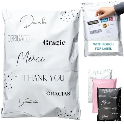 Bild av 50 Vinted paketpaket med glid storlek L 40 x 30 cm 100% OPAK/ULTRA RESISTANT/Vattentät Fraktkuvert i plast Kläder &amp; Kartong Postväska Tackväska