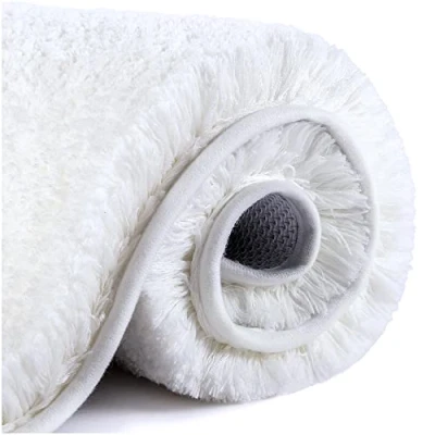 Bild av Halkfri badmatta förtjockad för badrum absorberande ultramjuk badrumsmatta matta fluffig mikrofiber sängmatta golvmatta, snabbtorkande, maskintvättbar 60 x 90cm (Vit)