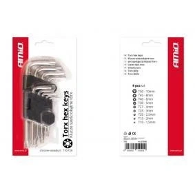 Bild av AMiO 01040 Ensemble de tournevis coudés T10,T15,T20,T25,T27, T30,T40,T45,T50 Acier chrome vanadium TORX 9